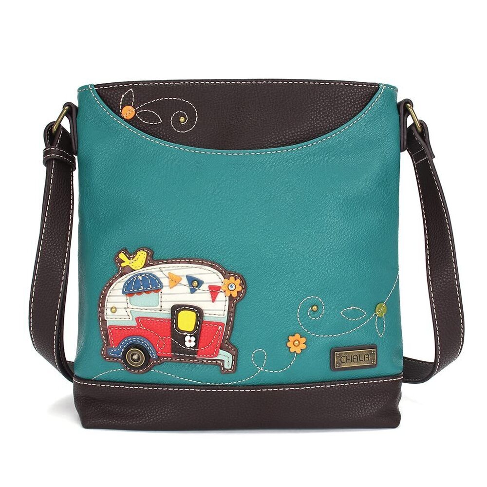 3239 Sweet Messenger Mid Size Shoulder Purse with Adjustable Strap - Camper